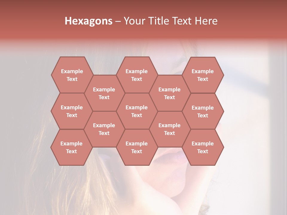 A Woman Looking Out Of A Window With Her Hand On Her Face PowerPoint Template