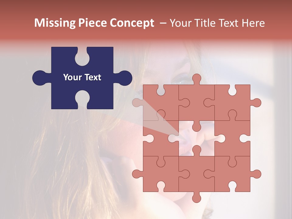 A Woman Looking Out Of A Window With Her Hand On Her Face PowerPoint Template