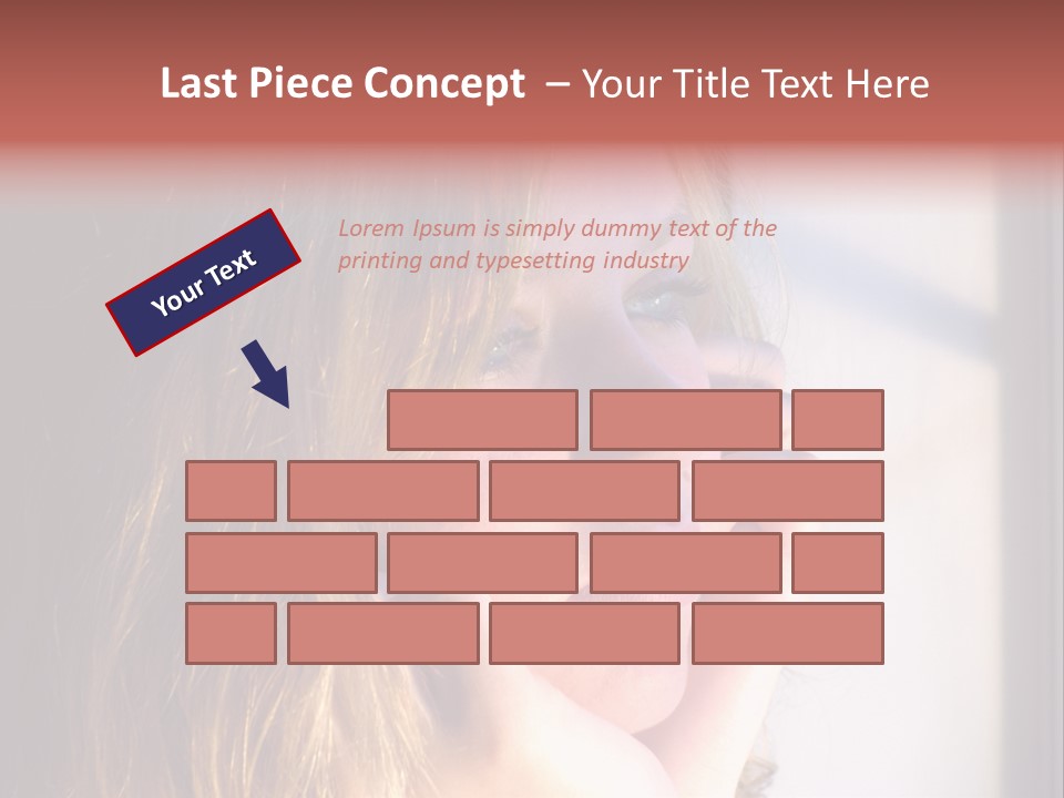 A Woman Looking Out Of A Window With Her Hand On Her Face PowerPoint Template