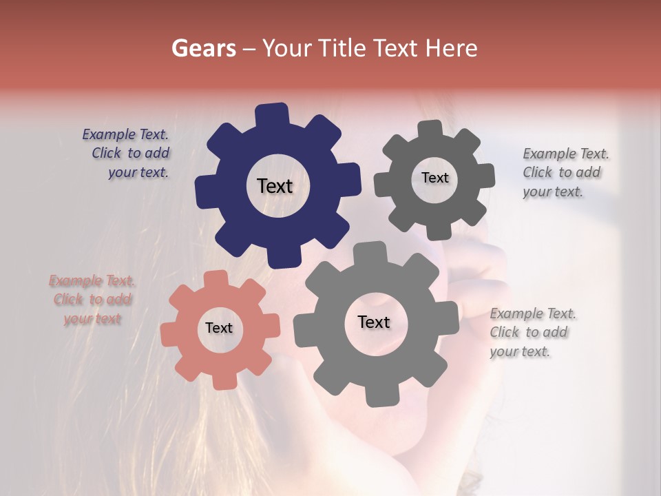 A Woman Looking Out Of A Window With Her Hand On Her Face PowerPoint Template