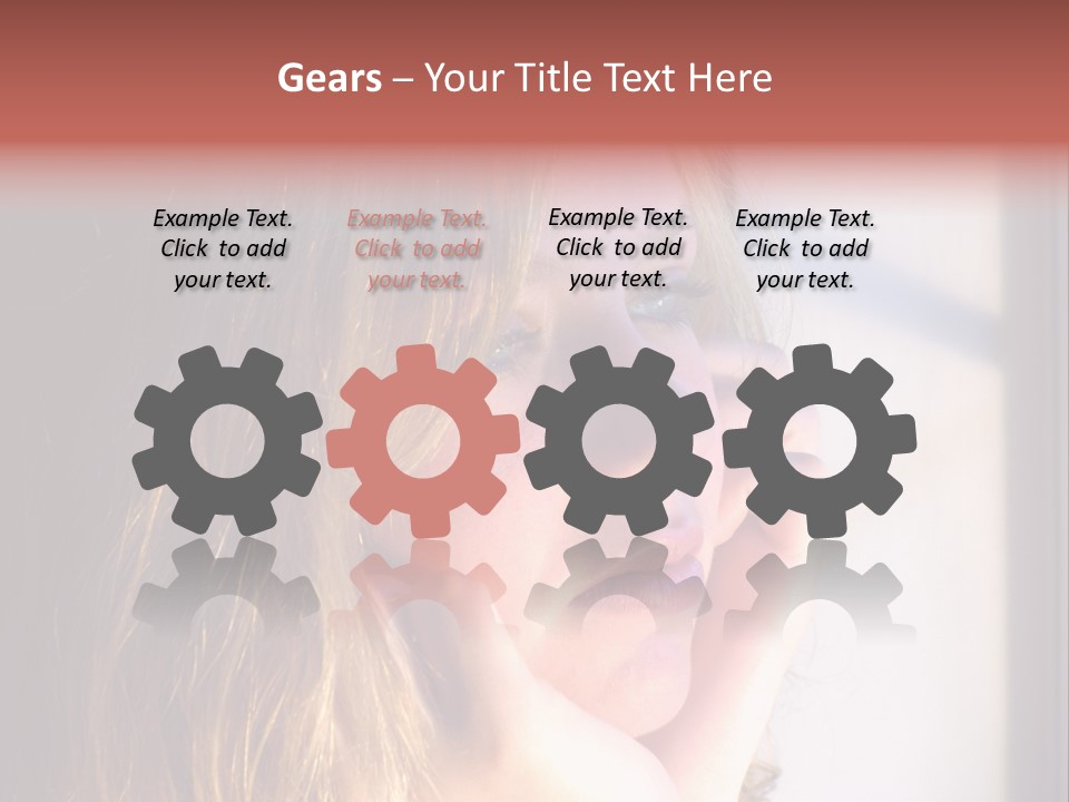 A Woman Looking Out Of A Window With Her Hand On Her Face PowerPoint Template