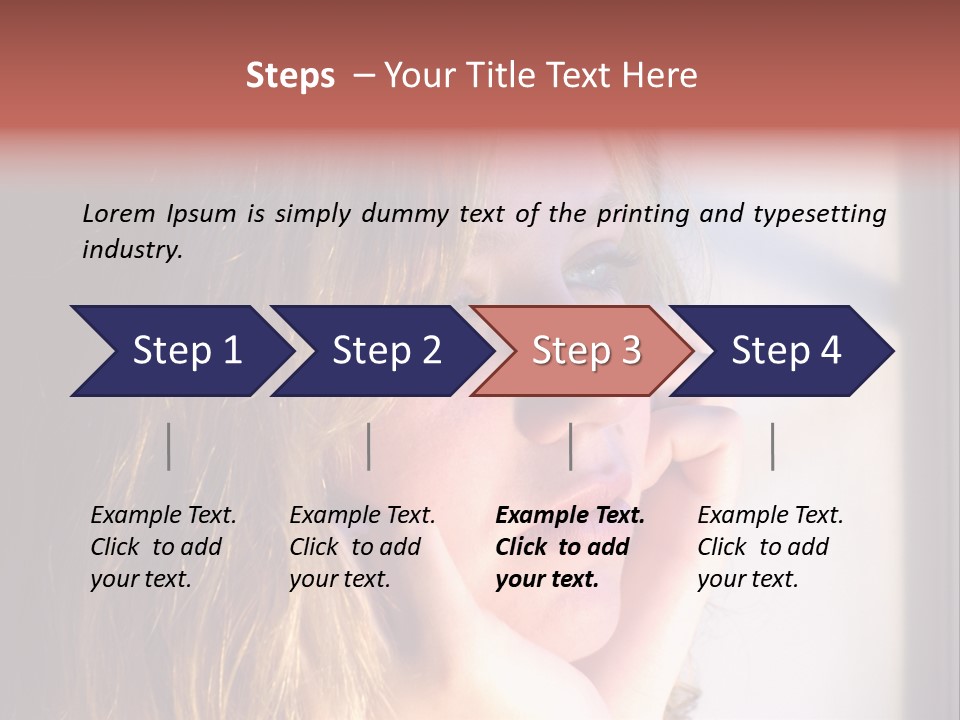 A Woman Looking Out Of A Window With Her Hand On Her Face PowerPoint Template
