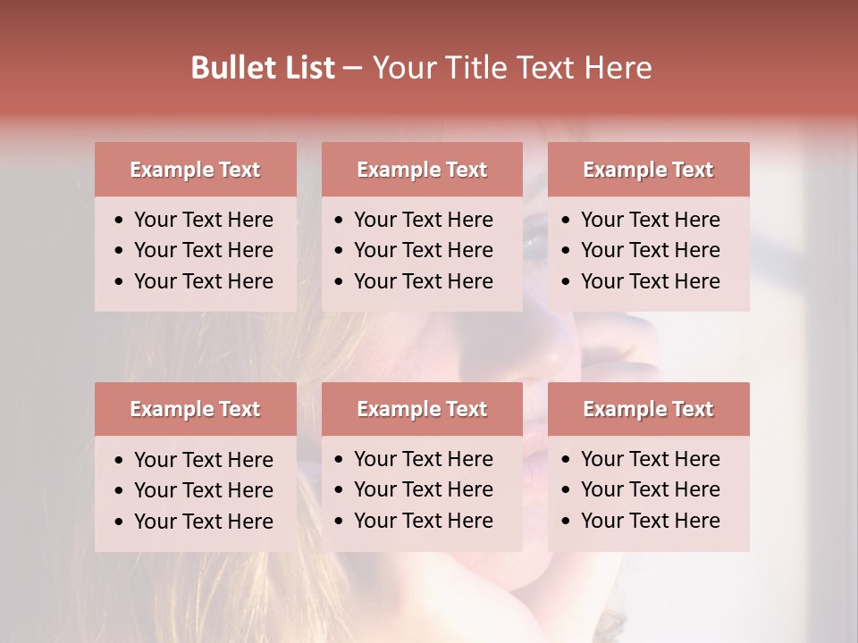 A Woman Looking Out Of A Window With Her Hand On Her Face PowerPoint Template