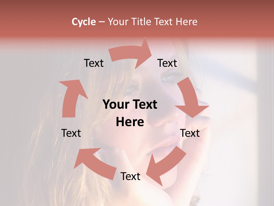 A Woman Looking Out Of A Window With Her Hand On Her Face PowerPoint Template