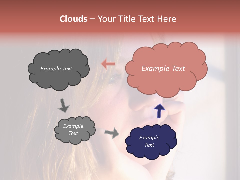 A Woman Looking Out Of A Window With Her Hand On Her Face PowerPoint Template