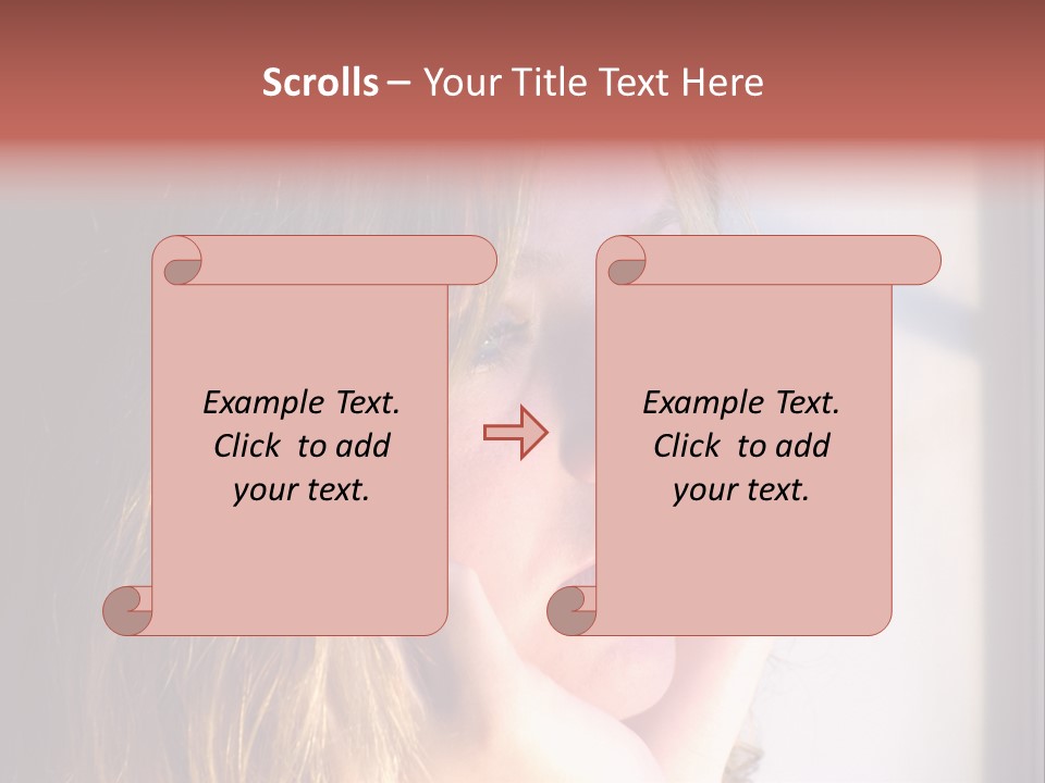 A Woman Looking Out Of A Window With Her Hand On Her Face PowerPoint Template