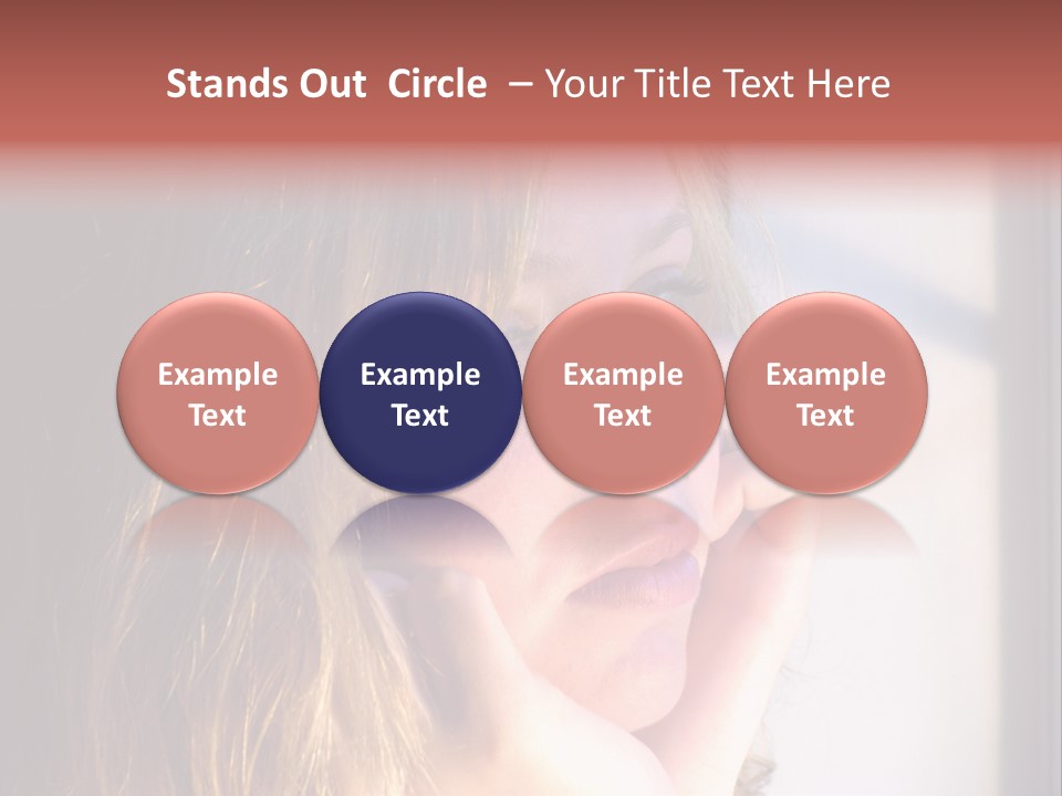 A Woman Looking Out Of A Window With Her Hand On Her Face PowerPoint Template