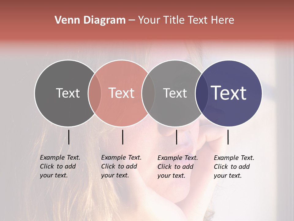 A Woman Looking Out Of A Window With Her Hand On Her Face PowerPoint Template