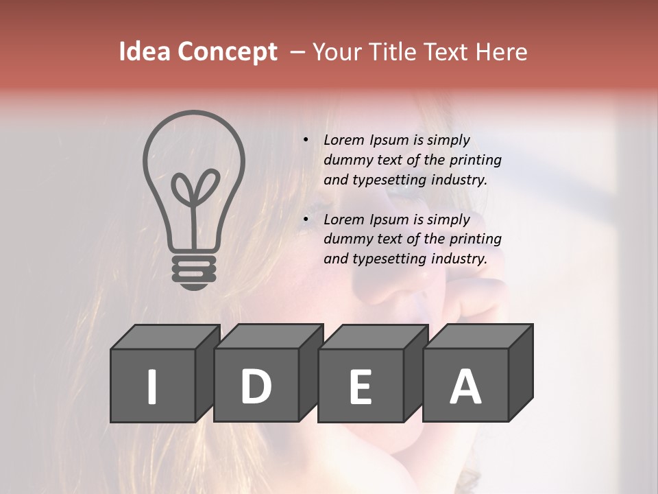 A Woman Looking Out Of A Window With Her Hand On Her Face PowerPoint Template