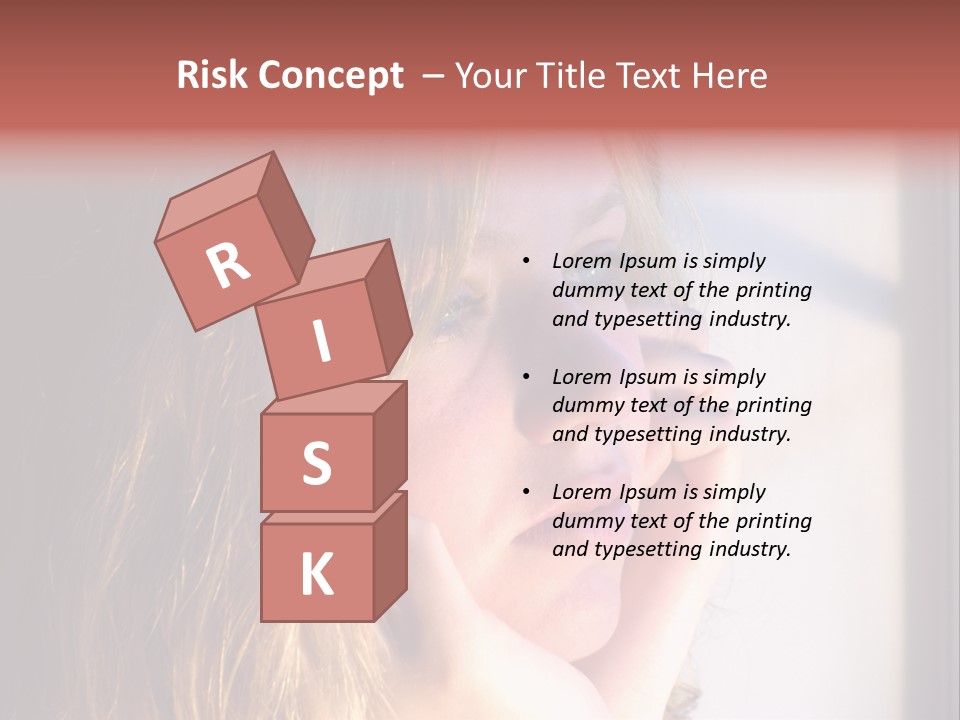 A Woman Looking Out Of A Window With Her Hand On Her Face PowerPoint Template