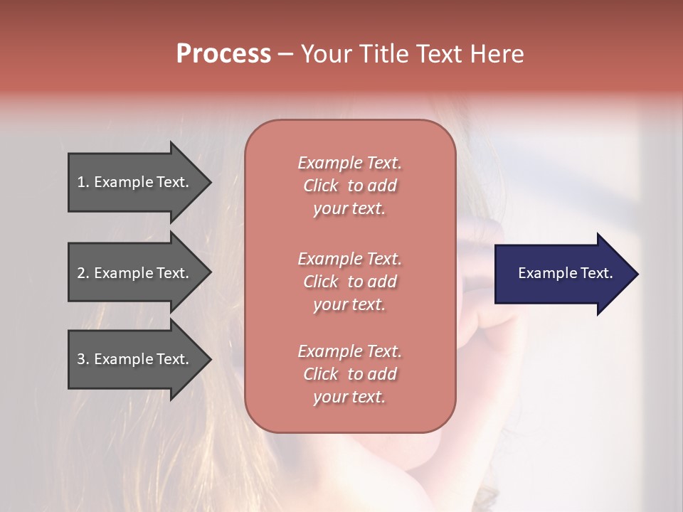 A Woman Looking Out Of A Window With Her Hand On Her Face PowerPoint Template
