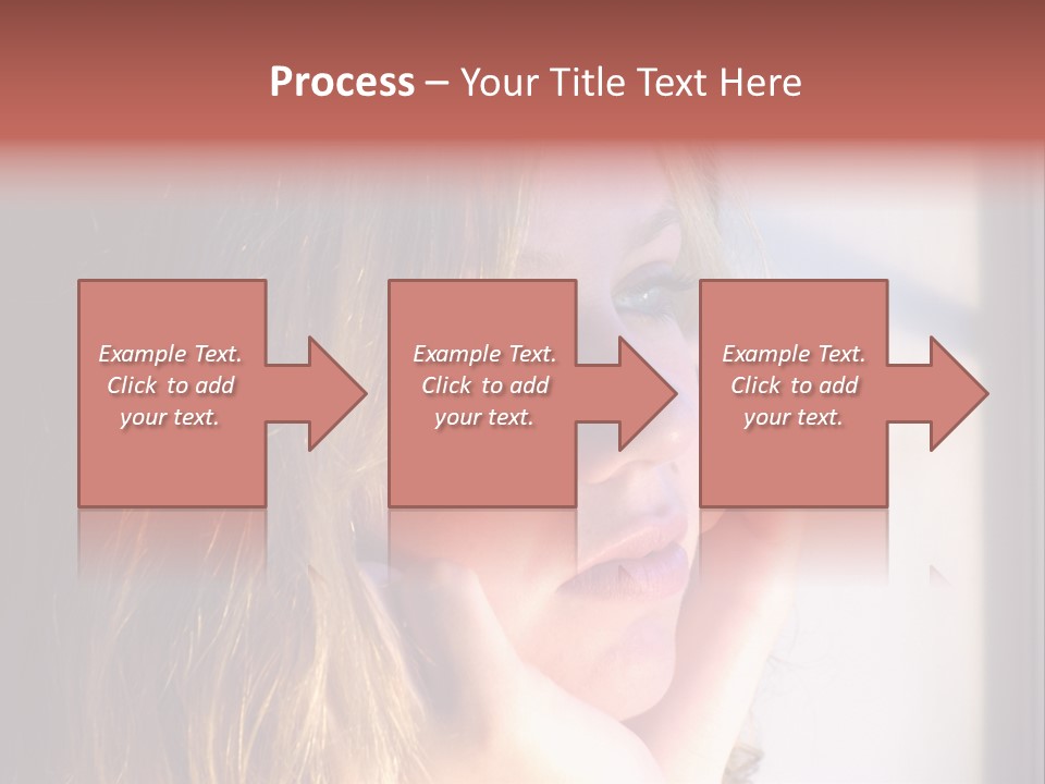 A Woman Looking Out Of A Window With Her Hand On Her Face PowerPoint Template