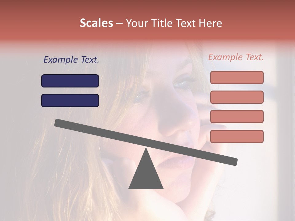 A Woman Looking Out Of A Window With Her Hand On Her Face PowerPoint Template