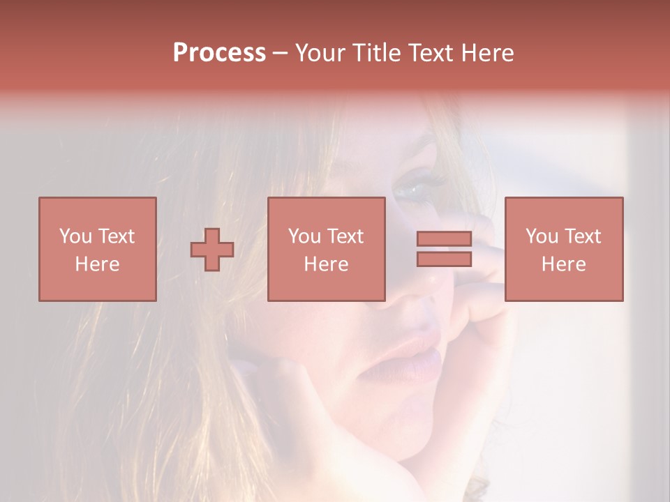 A Woman Looking Out Of A Window With Her Hand On Her Face PowerPoint Template