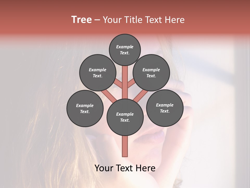 A Woman Looking Out Of A Window With Her Hand On Her Face PowerPoint Template