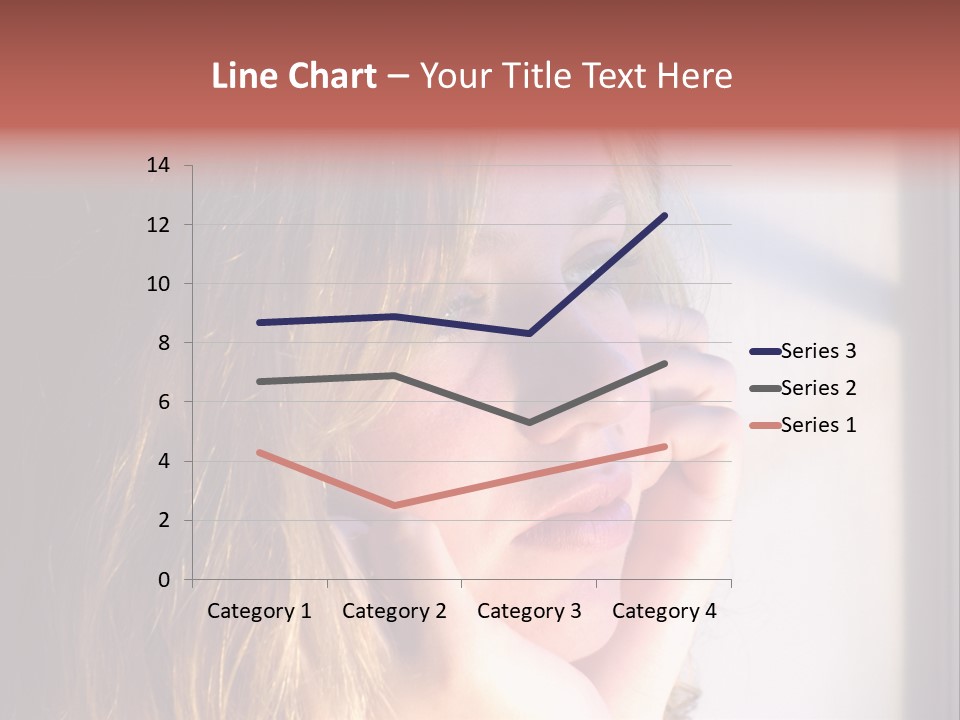 A Woman Looking Out Of A Window With Her Hand On Her Face PowerPoint Template