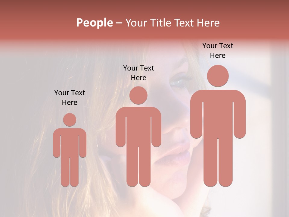 A Woman Looking Out Of A Window With Her Hand On Her Face PowerPoint Template