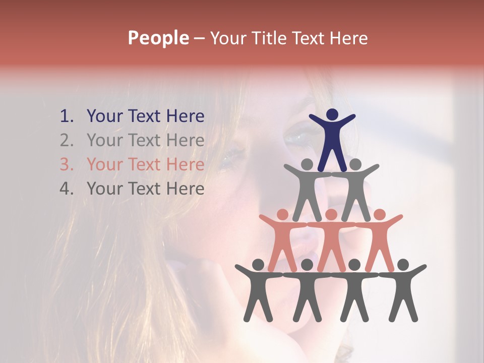 A Woman Looking Out Of A Window With Her Hand On Her Face PowerPoint Template