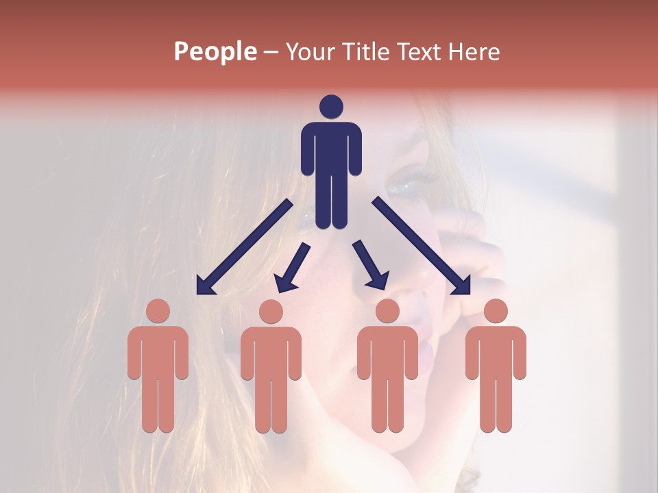 A Woman Looking Out Of A Window With Her Hand On Her Face PowerPoint Template