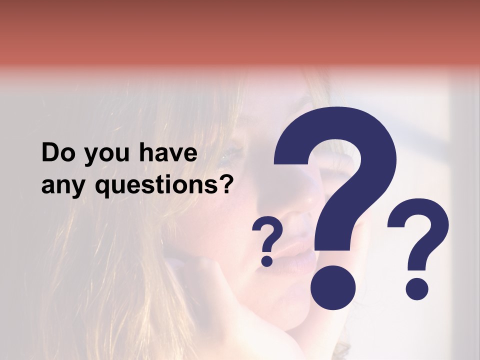 A Woman Looking Out Of A Window With Her Hand On Her Face PowerPoint Template