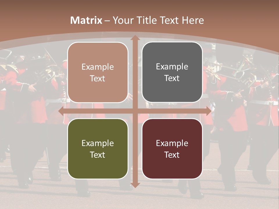 A Group Of Men In Red Uniforms Marching Down A Street PowerPoint Template