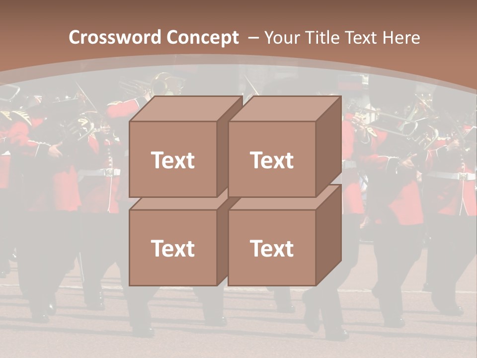 A Group Of Men In Red Uniforms Marching Down A Street PowerPoint Template