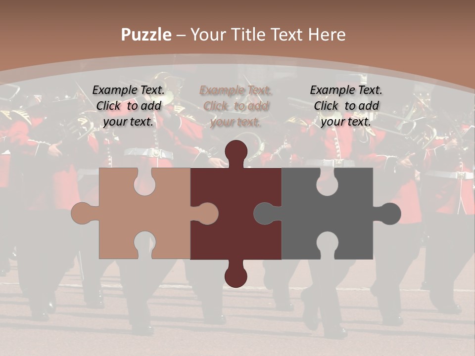 A Group Of Men In Red Uniforms Marching Down A Street PowerPoint Template