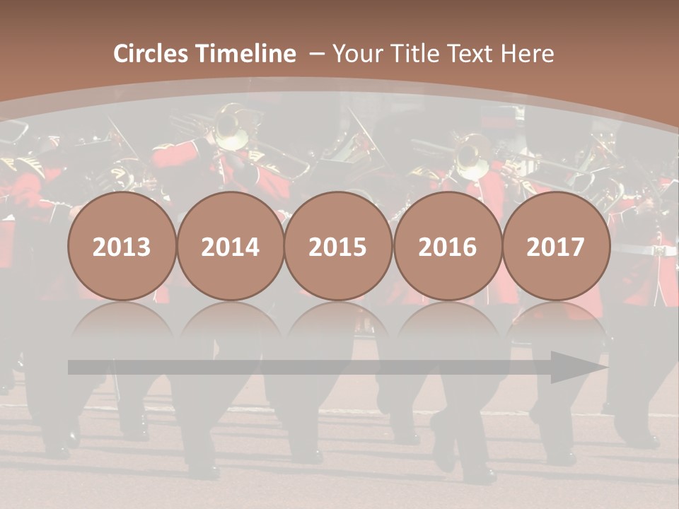 A Group Of Men In Red Uniforms Marching Down A Street PowerPoint Template