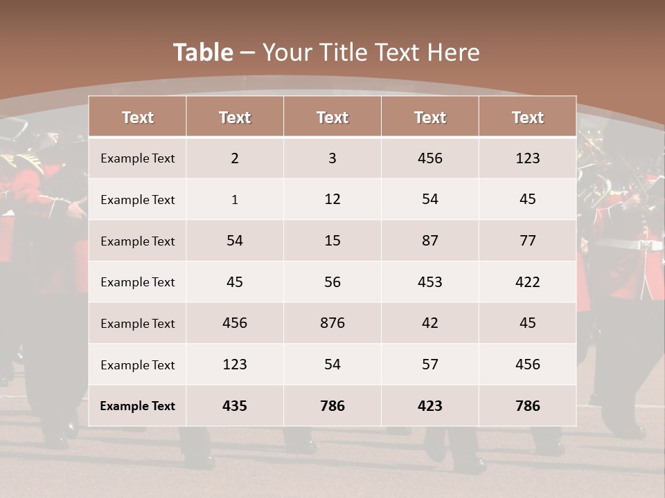 A Group Of Men In Red Uniforms Marching Down A Street PowerPoint Template