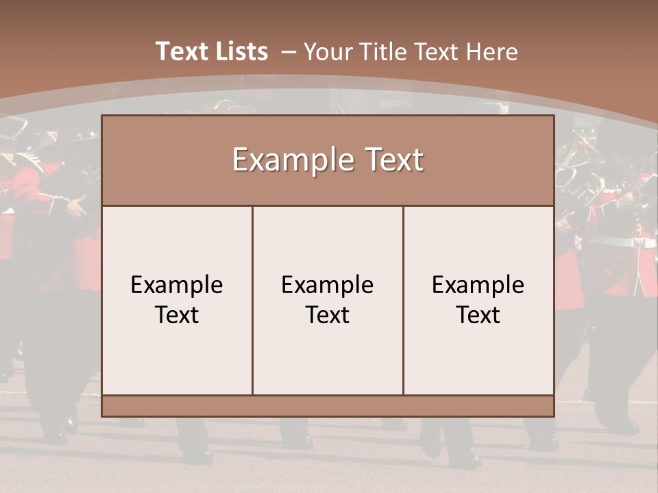 A Group Of Men In Red Uniforms Marching Down A Street PowerPoint Template