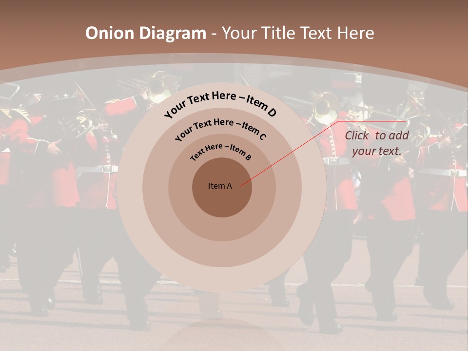 A Group Of Men In Red Uniforms Marching Down A Street PowerPoint Template