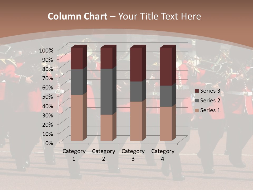 A Group Of Men In Red Uniforms Marching Down A Street PowerPoint Template
