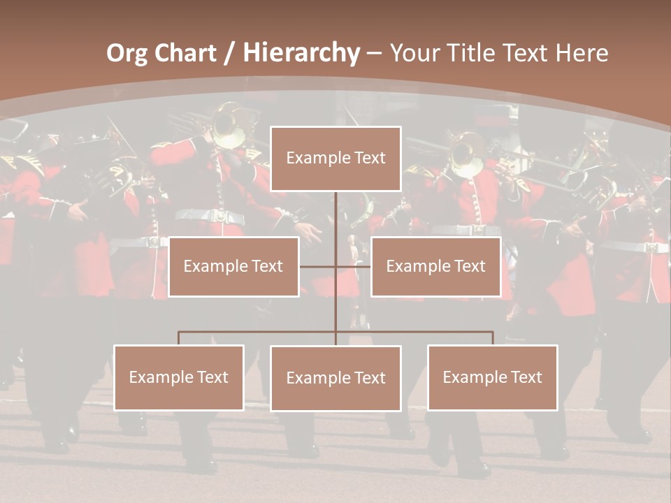 A Group Of Men In Red Uniforms Marching Down A Street PowerPoint Template