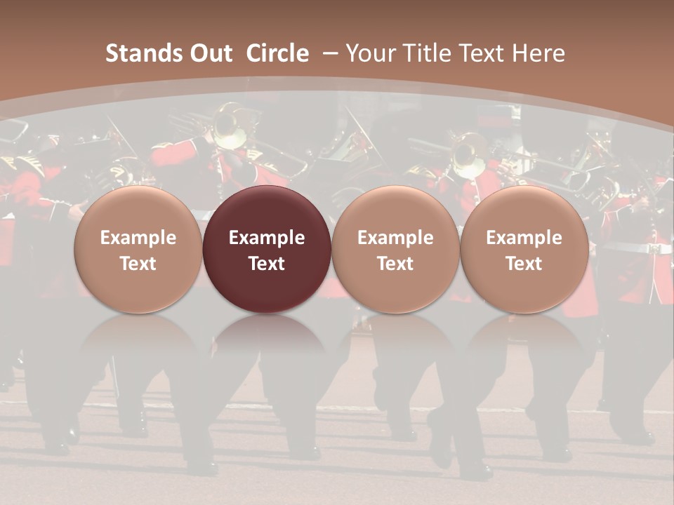 A Group Of Men In Red Uniforms Marching Down A Street PowerPoint Template