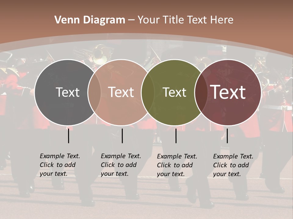 A Group Of Men In Red Uniforms Marching Down A Street PowerPoint Template