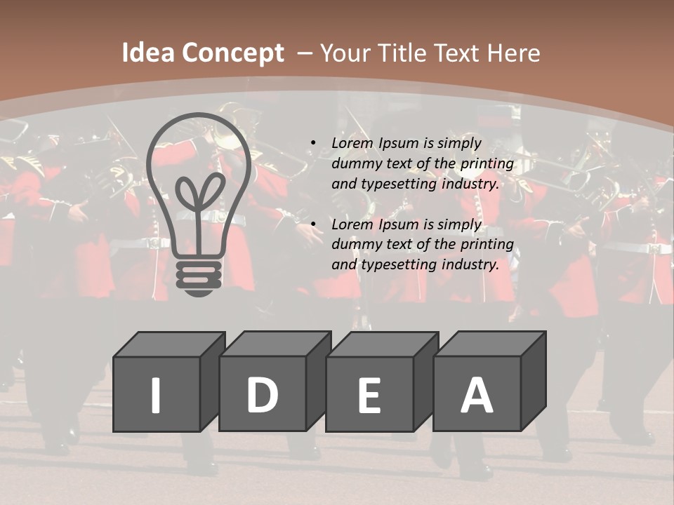 A Group Of Men In Red Uniforms Marching Down A Street PowerPoint Template