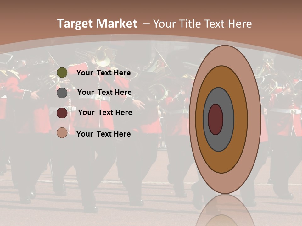 A Group Of Men In Red Uniforms Marching Down A Street PowerPoint Template