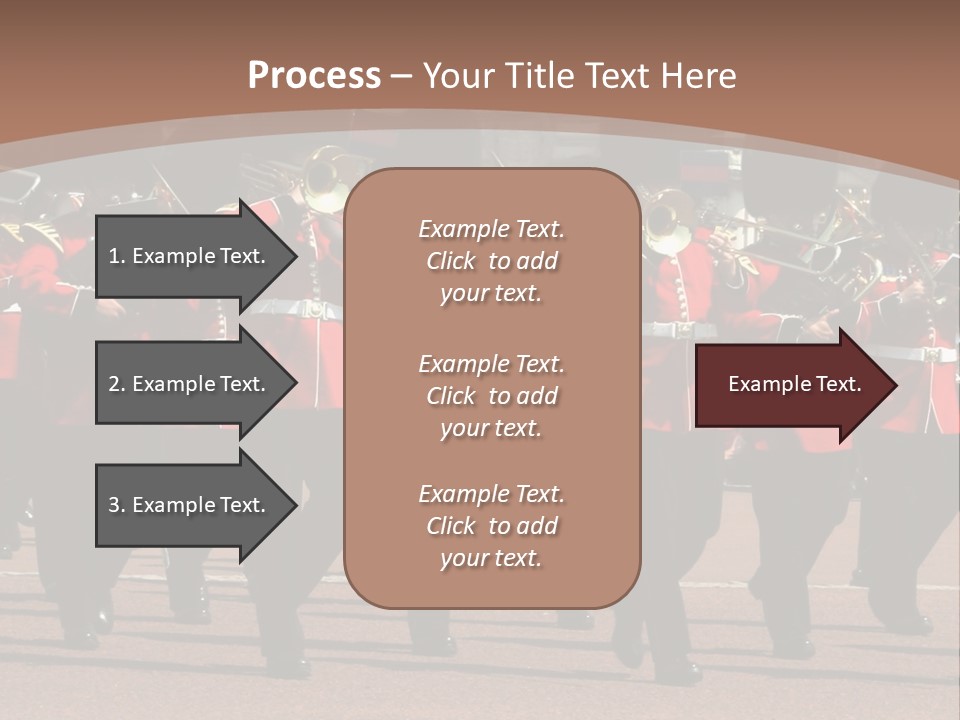 A Group Of Men In Red Uniforms Marching Down A Street PowerPoint Template
