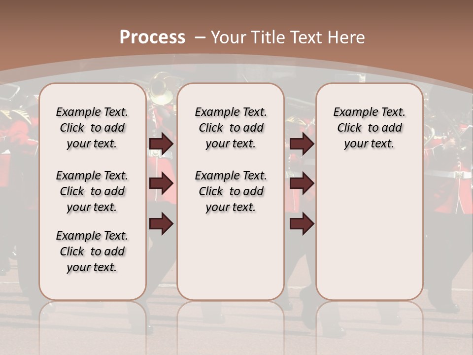 A Group Of Men In Red Uniforms Marching Down A Street PowerPoint Template