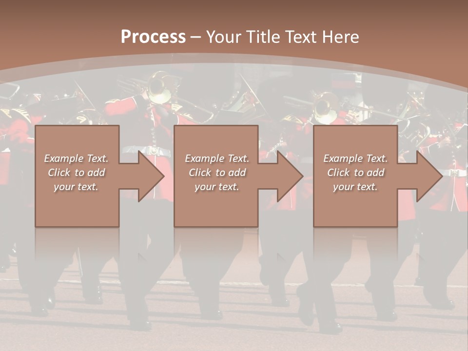 A Group Of Men In Red Uniforms Marching Down A Street PowerPoint Template
