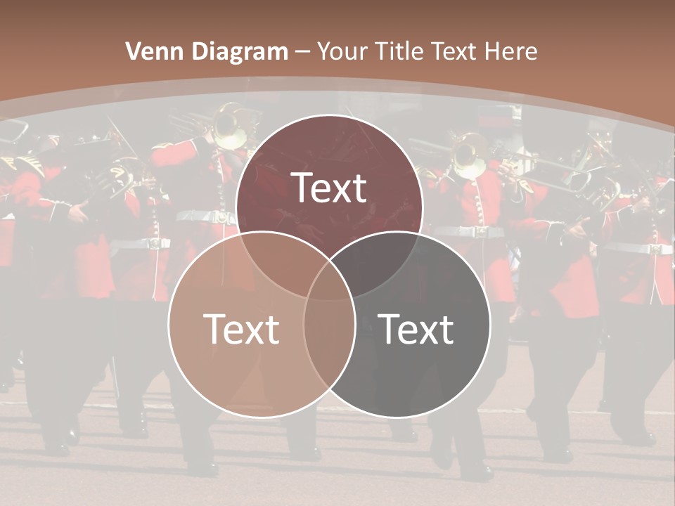 A Group Of Men In Red Uniforms Marching Down A Street PowerPoint Template