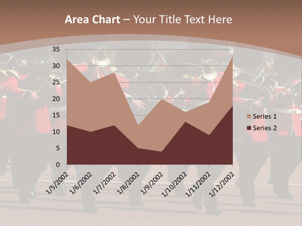 A Group Of Men In Red Uniforms Marching Down A Street PowerPoint Template