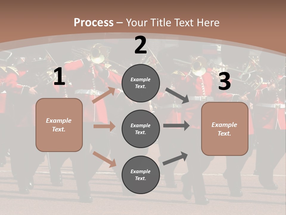 A Group Of Men In Red Uniforms Marching Down A Street PowerPoint Template