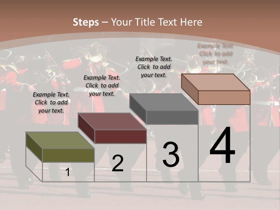 A Group Of Men In Red Uniforms Marching Down A Street PowerPoint Template