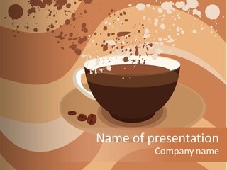 A Cup Of Coffee On A Saucer With Coffee Beans PowerPoint Template