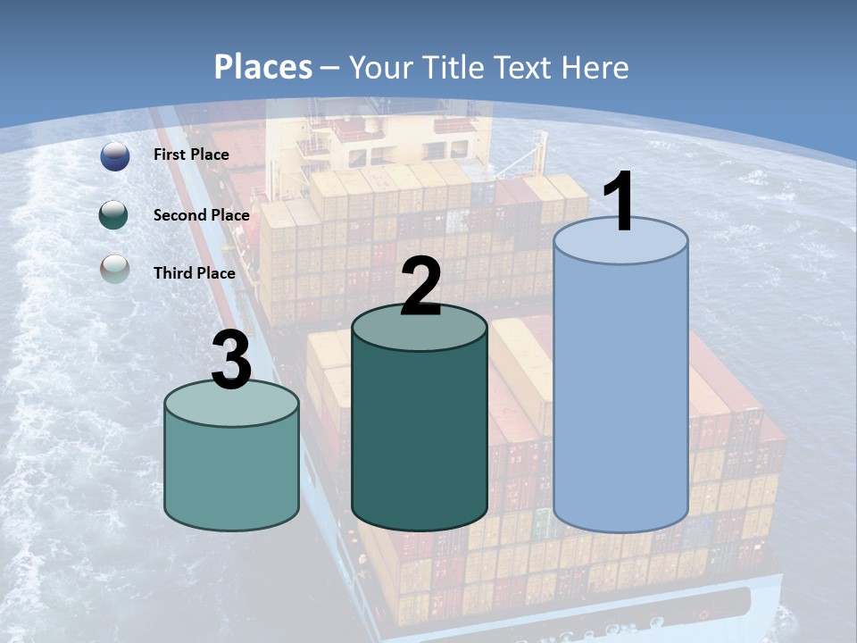 A Large Container Ship In The Ocean With A Blue Background PowerPoint Template