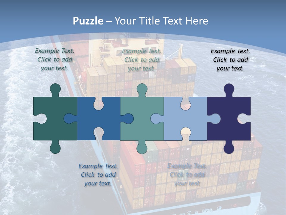 A Large Container Ship In The Ocean With A Blue Background PowerPoint Template