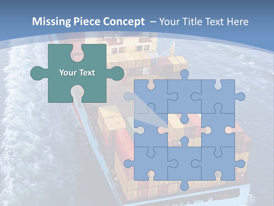 A Large Container Ship In The Ocean With A Blue Background PowerPoint Template