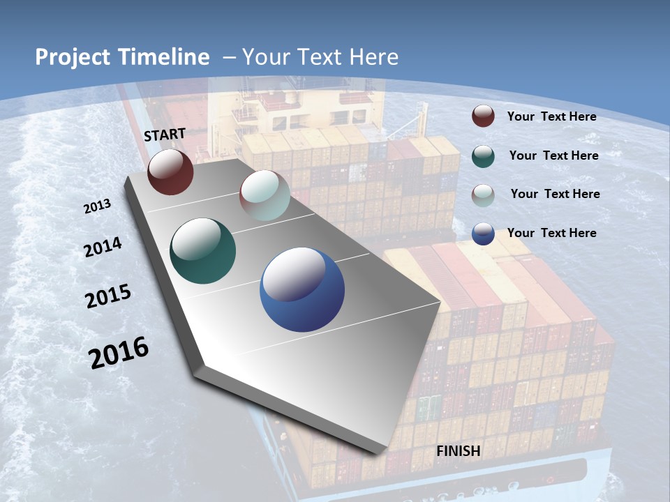 A Large Container Ship In The Ocean With A Blue Background PowerPoint Template