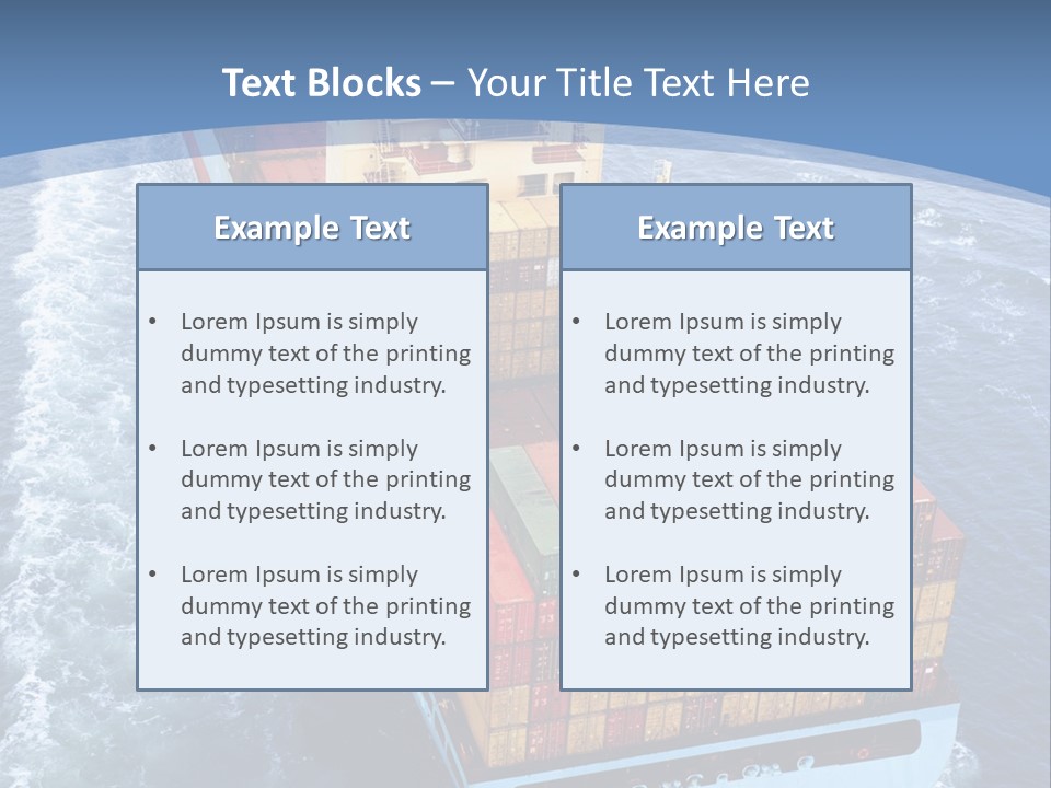 A Large Container Ship In The Ocean With A Blue Background PowerPoint Template